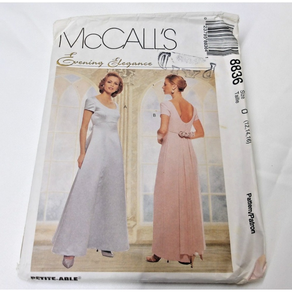 Vintage 1997 McCall's  8836 Evening Dress Retro‎ Sewing Pattern Cut / # 6373